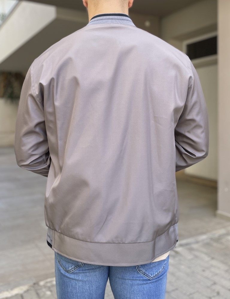 Ανδρικό γκρι ελαφρύ Bomber Plus Size D1900G φωτογραφία